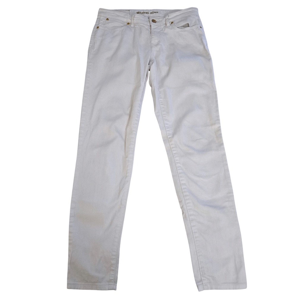 Michael Kors White Denim Jeans Womens Size 4 Skinny Fit Casual Pants 26x29 Chic